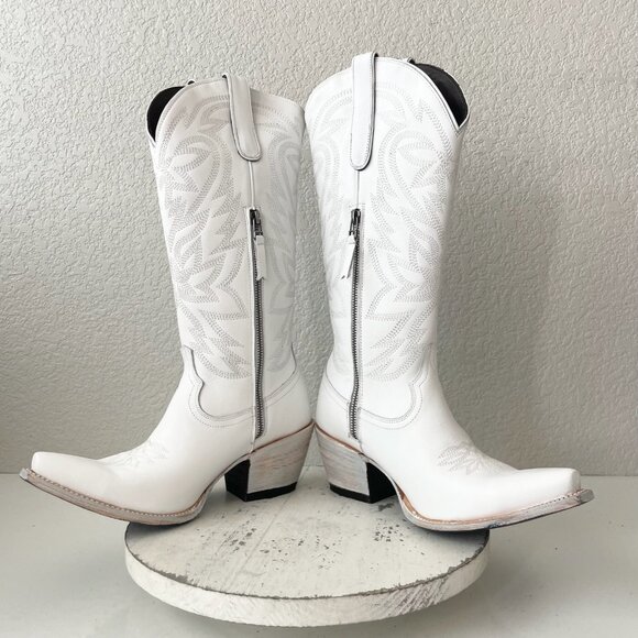 Lane MEGAN MORONEY Smokeshow Cowboy Boots Womens 9.5 White Western Cowgirl Tall - Picture 7 of 10
